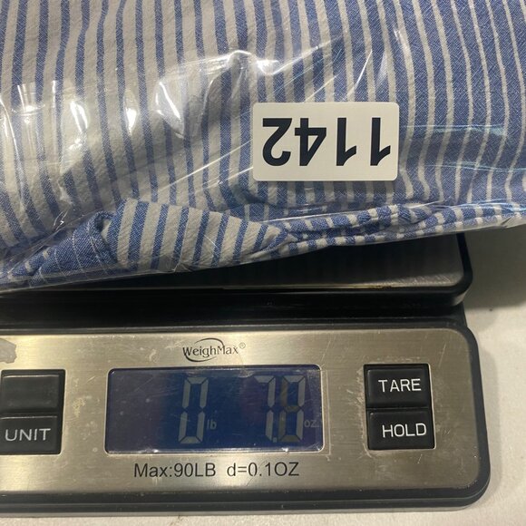 Ali Miles Tunic Top Womens 2X Blue Striped Button Front  3/4 Sleeves Lagenlook C - Picture 16 of 16